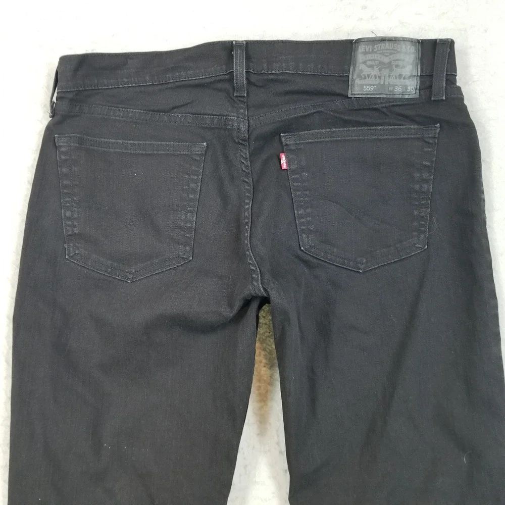 Levi's Jeans Mens 36x30 Black 559 Relaxed Straight‎ Fit Stretch Denim Pants